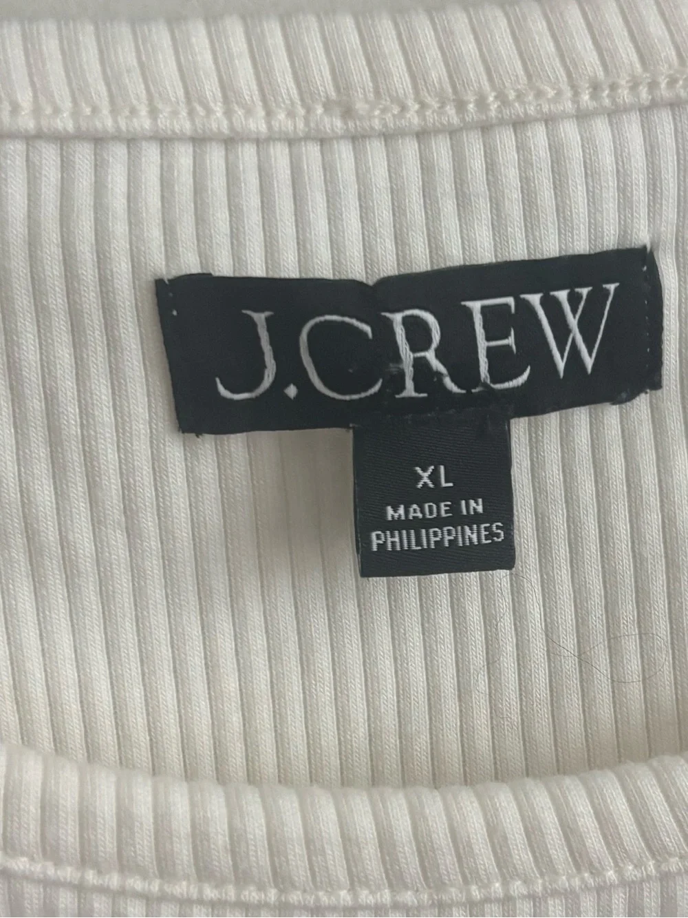 J.Crew Women White Vintage Rib Ruffle short Sleeve T-Shirt XL Minimalist Preppy